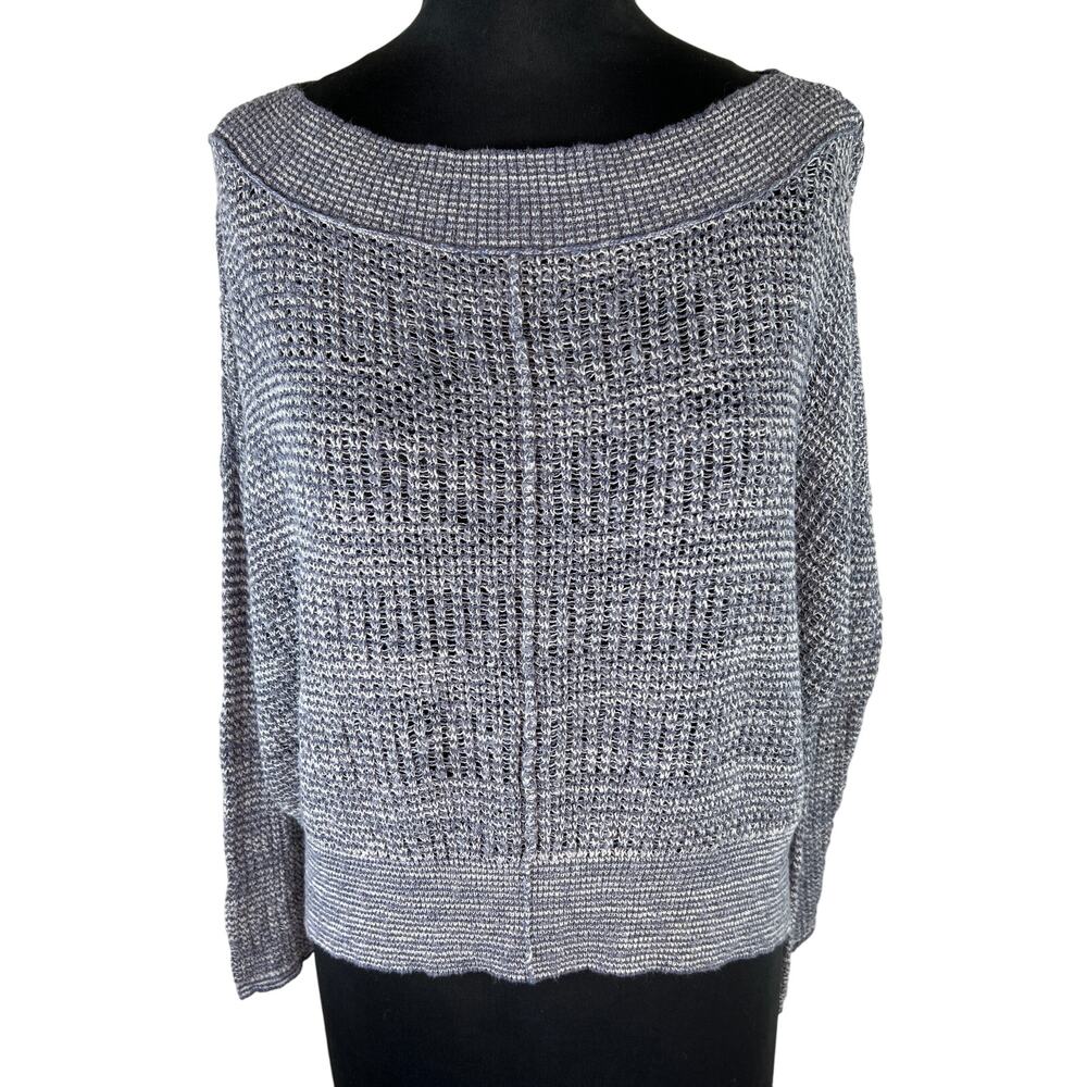 Free People Blue Chunky Knit Long Sleeve Dolman Hi-Low Relaxed Sweater S Small